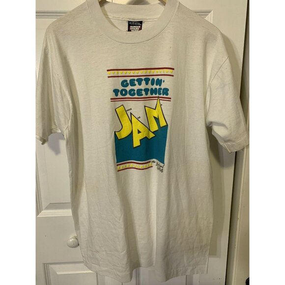 Vintage 1990s JAM Jesus And Me Puffy Print Single Stitch Screen Stars T Shirt XL - Picture 4 of 8